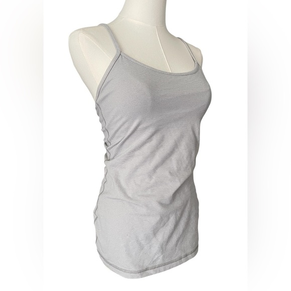 Lululemon Power Y Tank *Luon Tonka Stripe Heathered Slate White sz 6 - Picture 4 of 8